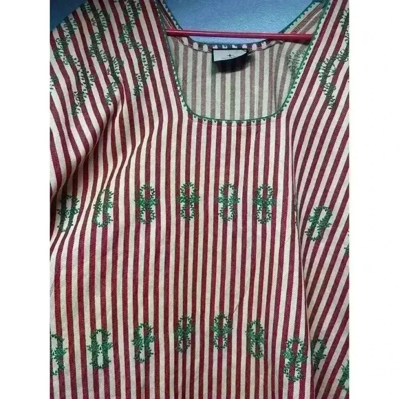 Tuckernuck Striped Red Embroidered Sullivan Kaftan Maxi Dress Size Large - Picture 8 of 12